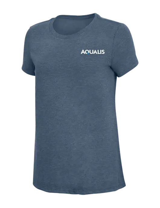 Womens Simply Soft Navy Frost 4.5oz  Poly/Combed Ring Spun Cotton T-Shirt w/AQUALIS Logo