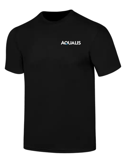 Simply Soft Black 4.5oz  Poly/Combed Ring Spun Cotton T-Shirt w/AQUALIS Logo