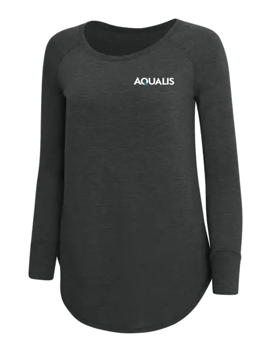 Womens Perfect Wide Collar Tunic Tri-Blend Black Frost 4.5 oz T-Shirt w/AQUALIS Logo