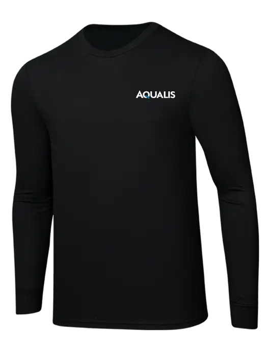 Simply Soft Long Sleeve Black 4.5 oz, Poly/Combed Ring Spun Cotton T-Shirt w/AQUALIS Logo