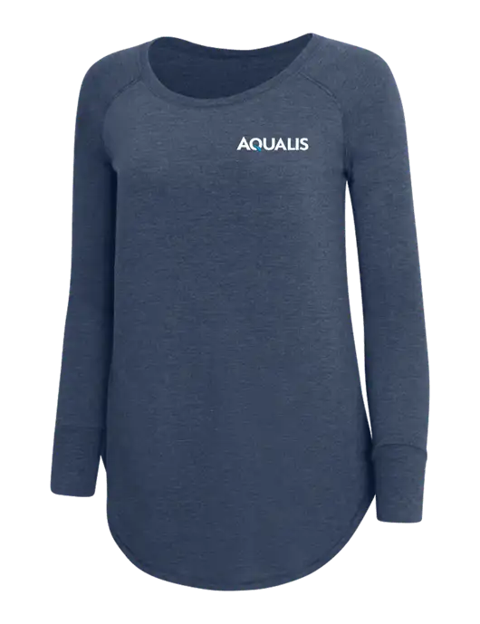 Womens Perfect Wide Collar Tunic Tri-Blend Navy Frost 4.5 oz T-Shirt w/AQUALIS Logo