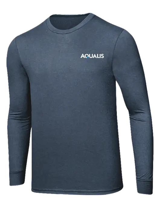 Simply Soft Long Sleeve Navy Frost 4.5 oz, Poly/Combed Ring Spun Cotton T-Shirt w/AQUALIS Logo