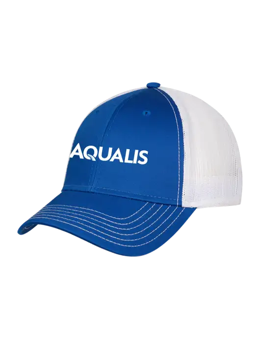 Royal & White Mesh Trucker Cap Snap Back w/AQUALIS Logo