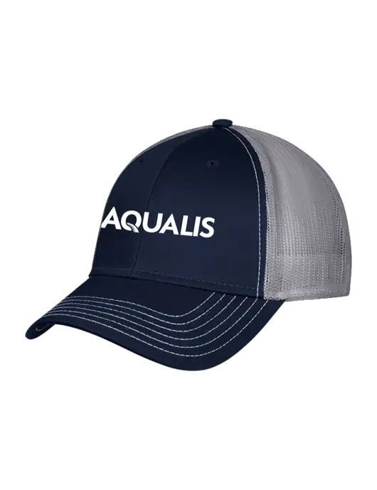 Navy & Grey Mesh Trucker Cap Snap Back w/AQUALIS Logo