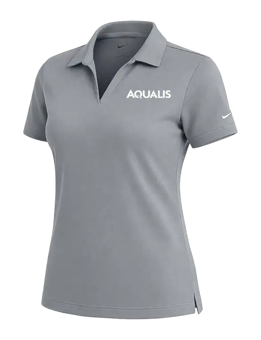 NIKE Medium Grey Womens Dri-Fit Micro Pique Polo w/AQUALIS Logo