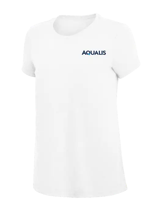 Womens Simply Soft White 4.5oz Poly/Combed Ring Spun Cotton T-Shirt
 w/AQUALIS Logo