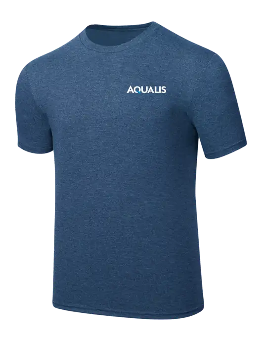 Simply Soft Heathered Navy 4.5oz  Poly/Combed Ring Spun Cotton T-Shirt w/AQUALIS Logo