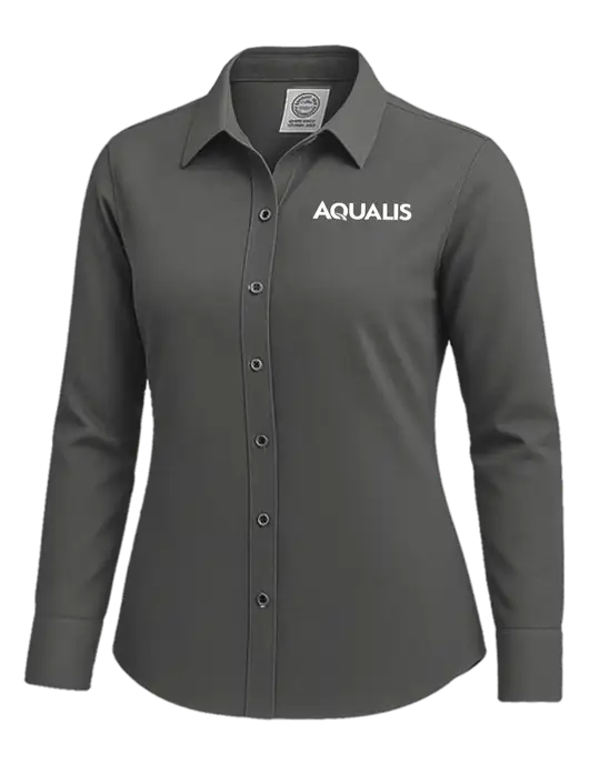 Brooks Brothers Womens Dark Grey Wrinkle-Free Stretch Nailhead Shirt w/AQUALIS Logo