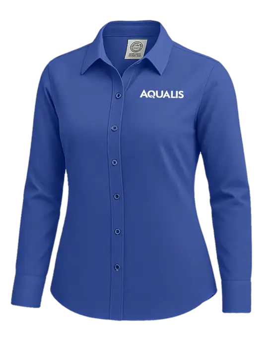 Brooks Brothers Womens Royal Blue Wrinkle-Free Stretch Nailhead Shirt w/AQUALIS Logo