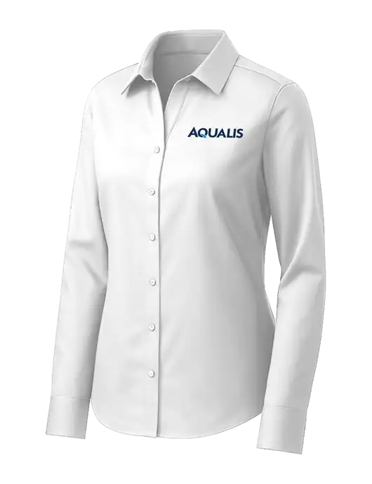 Brooks Brothers Womens White Wrinkle-Free Stretch Pinpoint Shirt w/AQUALIS Logo