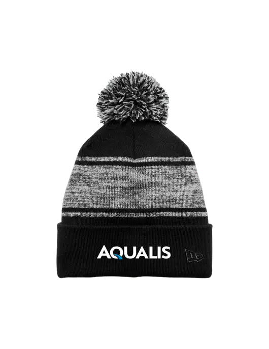 New Era Black/Charcoal Knit Chilled Pom Beanie w/AQUALIS Logo