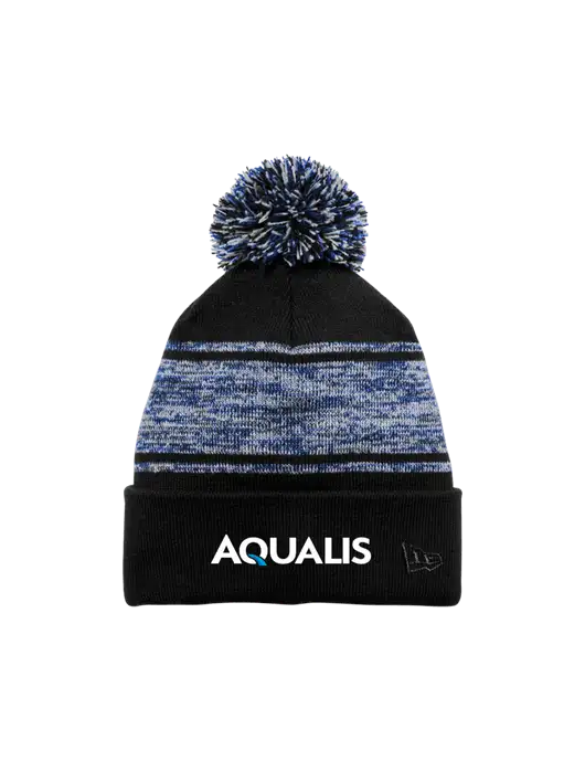 New Era Black/Royal Knit Chilled Pom Beanie w/AQUALIS Logo