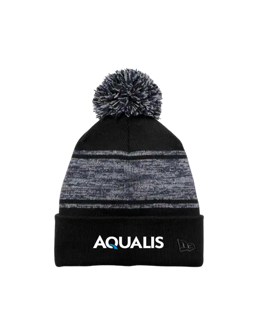 New Era Black/Navy Knit Chilled Pom Beanie w/AQUALIS Logo