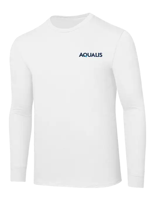 Core Blend White Long Sleeve Tee w/AQUALIS Logo