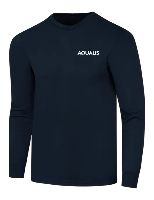 Simply Soft Long Sleeve Navy 4.5 oz, Poly/Combed Ring Spun Cotton T-Shirt w/AQUALIS Logo