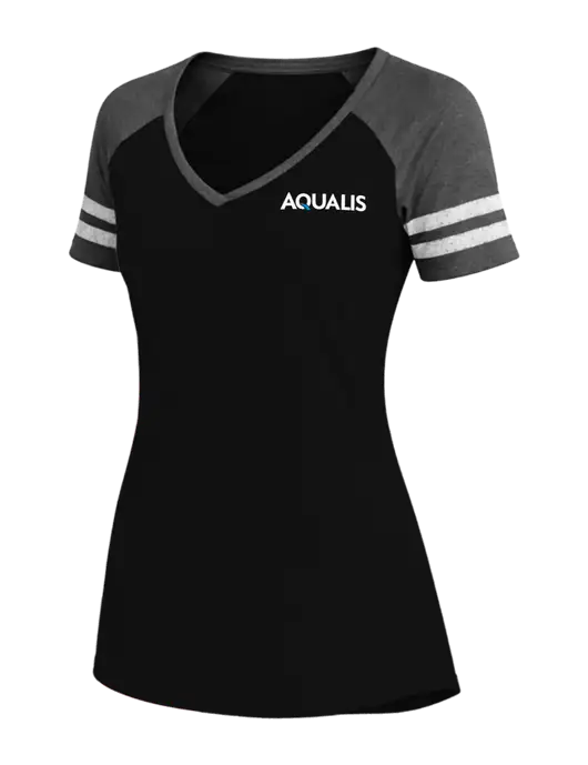 Womens Black/Charcoal Heather V-Neck Game Tee w/AQUALIS Logo