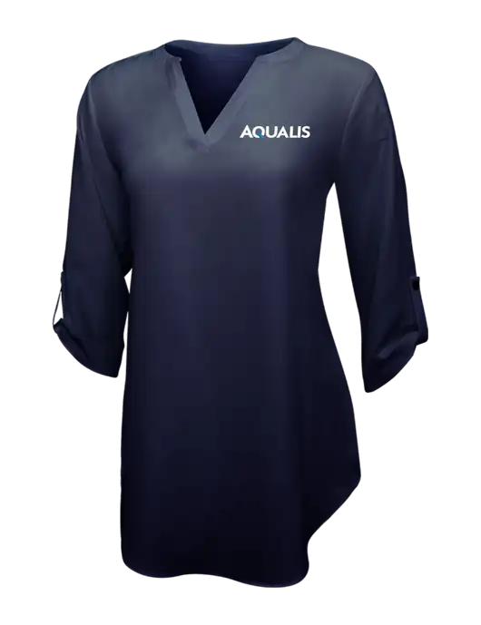 Navy Womens 3/4 Sleeve Tunic Blouse w/AQUALIS Logo