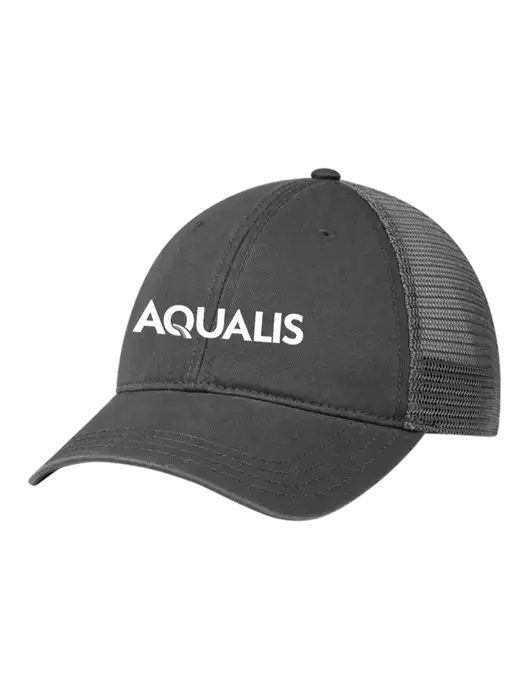 Richardson 111 Garment Washed Trucker Cap Charcoal w/Charcoal Mesh w/AQUALIS Logo