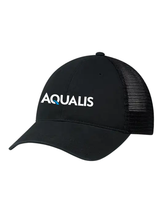 Richardson 111 Garment Washed Trucker Cap Black w/Black Mesh w/AQUALIS Logo