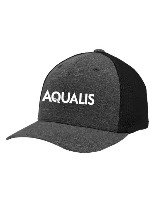 Flexfit Black/Dark Charcoal Heather Melange Mesh Back Trucker Cap w/AQUALIS Logo