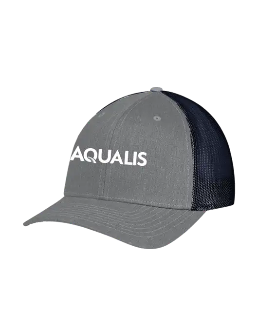 Richardson Adjustable Snapback Original 112 Trucker Cap Heather Grey w/Navy Mesh w/AQUALIS Logo