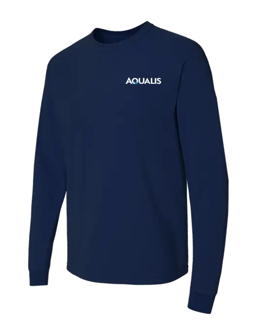 Comfort Colors Garment-Dyed Dark Navy Heavyweight Long Sleeve T-Shirt w/AQUALIS Logo