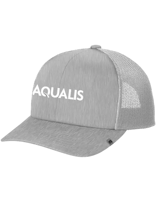 TravisMathew Light Medium Grey Heather Cruz Trucker Cap w/AQUALIS Logo