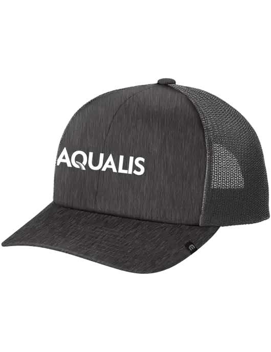 TravisMathew Very Dark Grey Heather Cruz Trucker Cap w/AQUALIS Logo