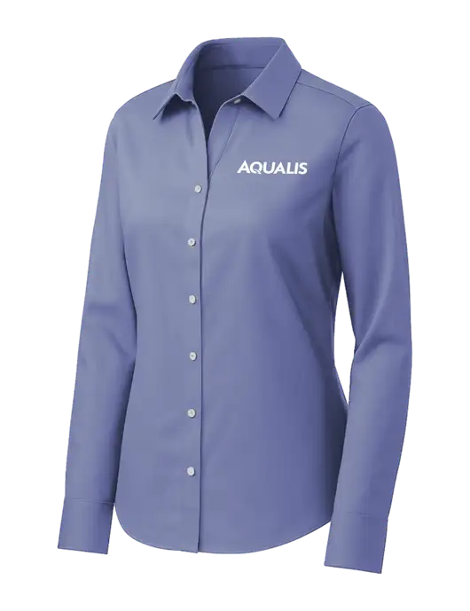 Brooks Brothers Womens Royal Blue Wrinkle-Free Stretch Pinpoint Shirt w/AQUALIS Logo