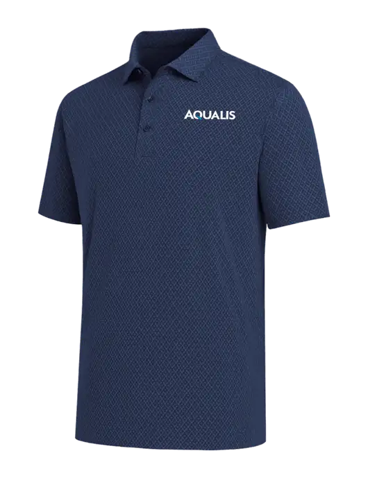 Callaway All-Over Stitched Dark Navy Chev Polo  w/AQUALIS Logo