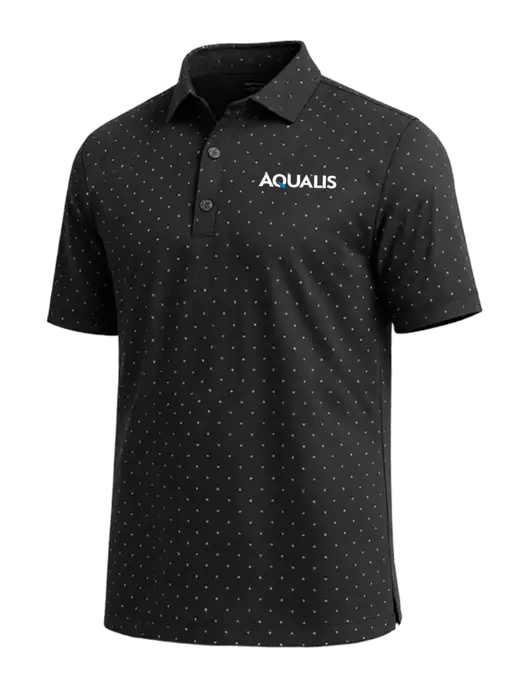 Callaway Micro Chev Black Print Polo w/AQUALIS Logo
