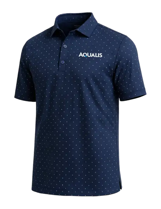 Callaway Micro Chev Dark Navy Print Polo w/AQUALIS Logo