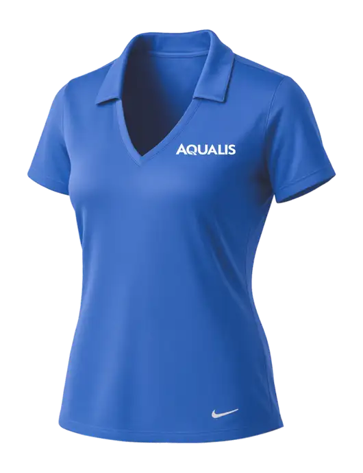 NIKE Light Royal Womens Dri-Fit Vertical Mesh Polo w/AQUALIS Logo