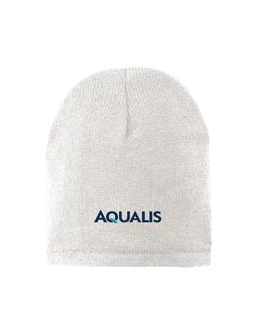 White Fleece-Lined Beanie Cap w/AQUALIS Logo