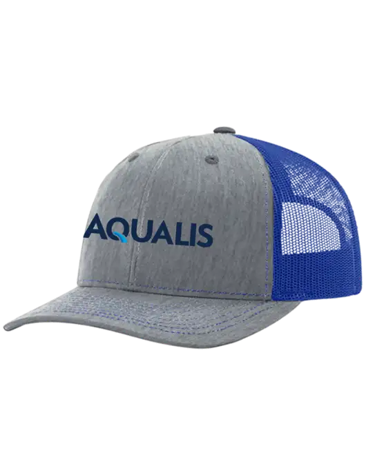 Richardson Adjustable Snapback Original 112 Trucker Cap Heather Light Grey w/Royal Mesh w/AQUALIS Logo