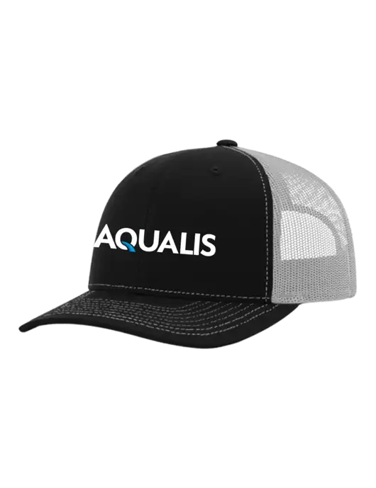 Richardson Adjustable Snapback Original 112 Trucker Cap Black w/White Mesh w/AQUALIS Logo