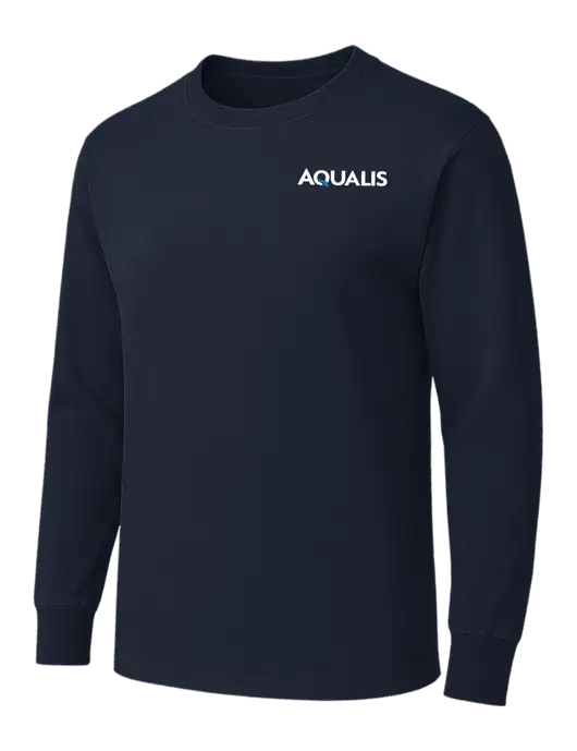 Dark Navy Heavyweight Long Sleeve 6.1 oz T-Shirt w/AQUALIS Logo