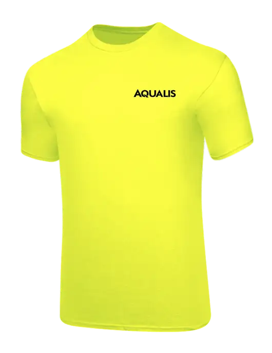 Core Blend Safety Yellow T-Shirt w/AQUALIS Logo, AQUALIS Logo